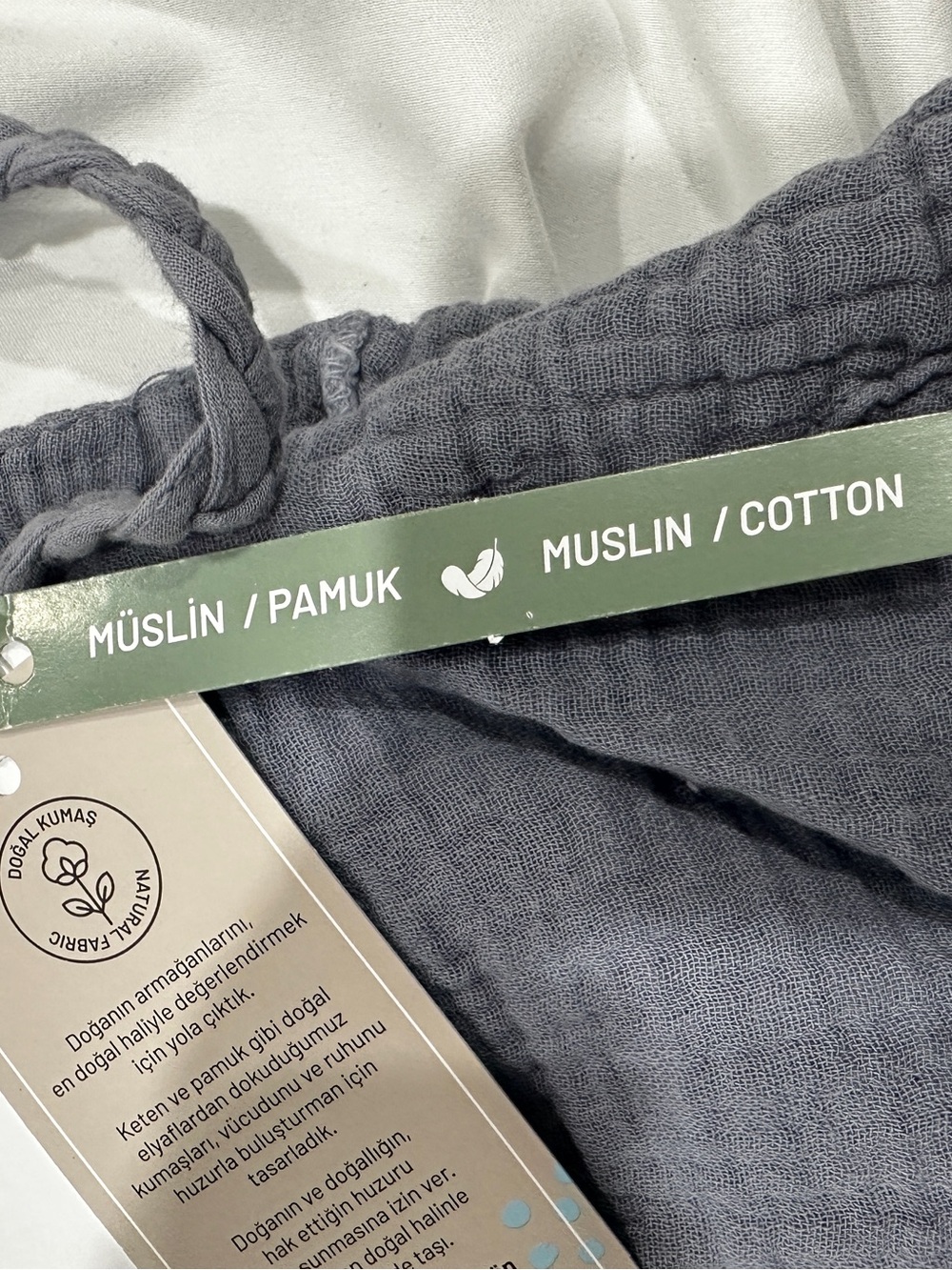 Otantik Muslin Cotton Jumpsuit One Size Dusty Lilac Gray Boho Wide Leg NWT - Picture 8 of 9